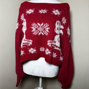 Urban Outfitters Red Off-the-Shoulder Sweater
